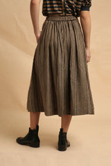 Brown Med Striped New Sphara Crop Top & Skirt Co-Ord Set (2 PCS) - Co-ord Set - Mizyana
