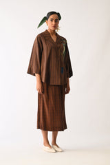 Brown Psyflora Appliqu√© Shirt - Shirt - Mizyana