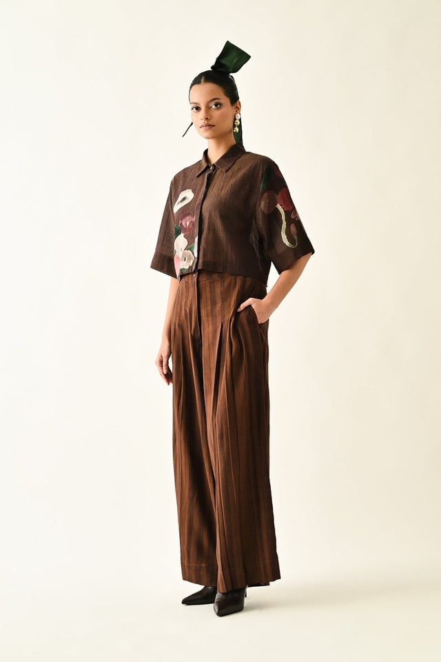 BROWN Stripes PP Pant - Trousers - Mizyana