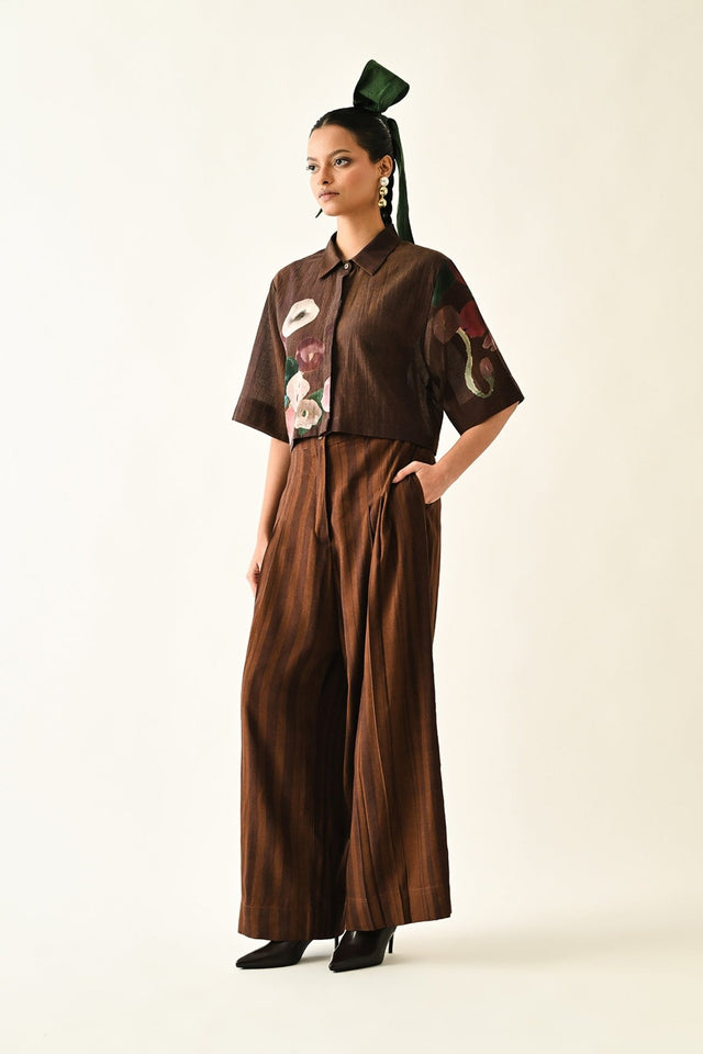 BROWN Stripes PP Pant - Trousers - Mizyana