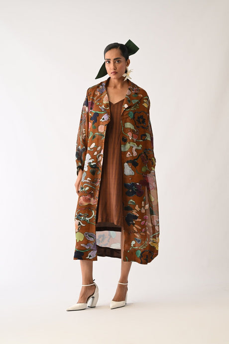 Brown Stripes Slip Dress - Dress - Mizyana