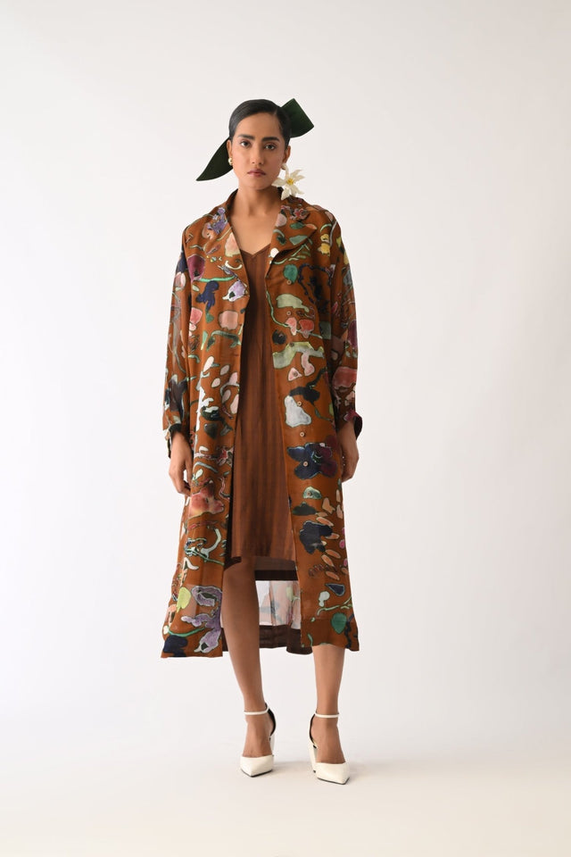 Brown Stripes Slip Dress - Dress - Mizyana