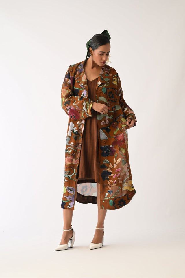 Brown Stripes Slip Dress - Dress - Mizyana