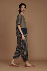 Brown with Charcoal Striped CB Ekin Co-Ord Set - Co-ord Set - Mizyana