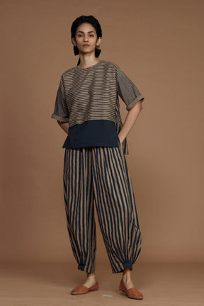 Brown with Charcoal Striped CB Ekin Co-Ord Set - Co-ord Set - Mizyana