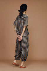 Brown with Charcoal Striped CB Ekin Top - Shirt - Mizyana