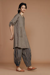 Brown With Charcoal Striped Hooded Co-Ord Set - Co-ord Set - Mizyana