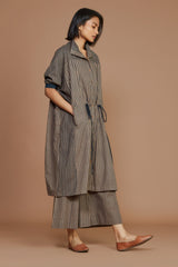 Brown With Charcoal Striped Kaftan Co-Ord Set - Co-ord Set - Mizyana