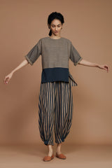 Brown with Charcoal Striped NHera Pants - Trousers - Mizyana