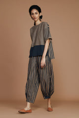 Brown with Charcoal Striped NHera Pants - Trousers - Mizyana