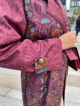 Burgundy Bird Trench Coat - Trench Coat - Mizyana