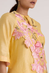 Butter Yellow Mirza - Scalloped Bloom Top + Flap Pants - Two-Piece Set - Mizyana