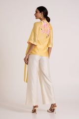 Butter Yellow Mirza - Scalloped Bloom Top + Flap Pants - Two-Piece Set - Mizyana