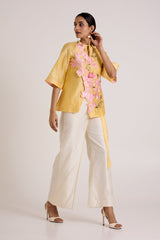 Butter Yellow Mirza - Scalloped Bloom Top + Flap Pants - Two-Piece Set - Mizyana