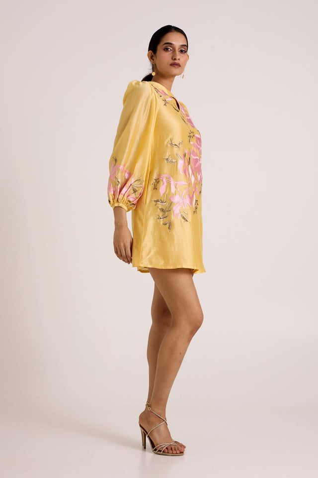 Butter Yellow Nidam - In-Bloom Short Dress - Dress - Mizyana