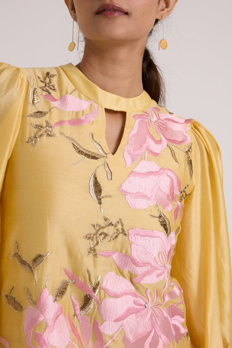 Butter Yellow Nidam - In-Bloom Short Dress - Dress - Mizyana