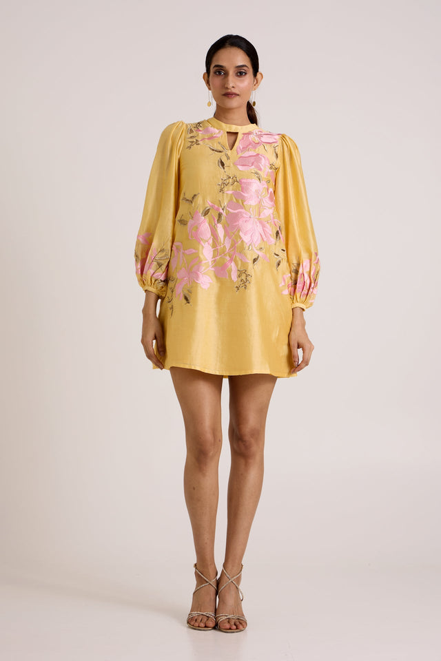 Butter Yellow Nidam - In-Bloom Short Dress - Dress - Mizyana