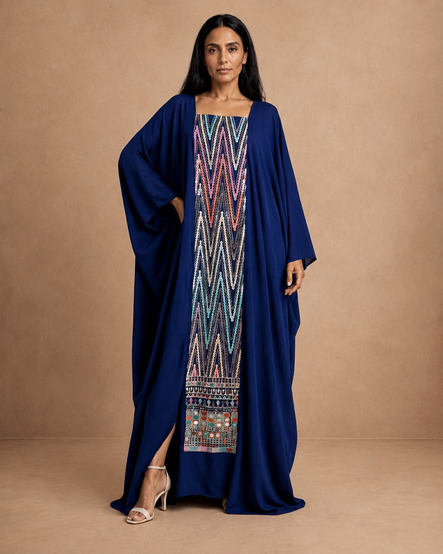 Butterfly Geometric Embroidered Jalabiya - Jalabiya - Mizyana