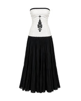 Cali Black and White Strapless Cotton Maxi Dress - Dress - Mizyana