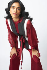 Carla - Sheer Tie-up Jacket & Pants - Two-Piece Set - Mizyana
