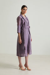 Carnation Embroided Organza Jacket with Plain Silk Chanderi Dress - Dress - Mizyana