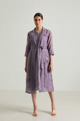 Carnation Embroided Organza Jacket with Plain Silk Chanderi Dress - Dress - Mizyana