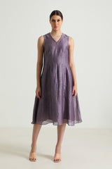 Carnation Embroided Organza Jacket with Plain Silk Chanderi Dress - Dress - Mizyana