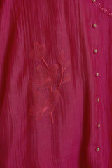Carnation Embroided Shirt in Cotton Chanderi and Straight Pant in Silk Chanderi - Two-Piece Set - Mizyana