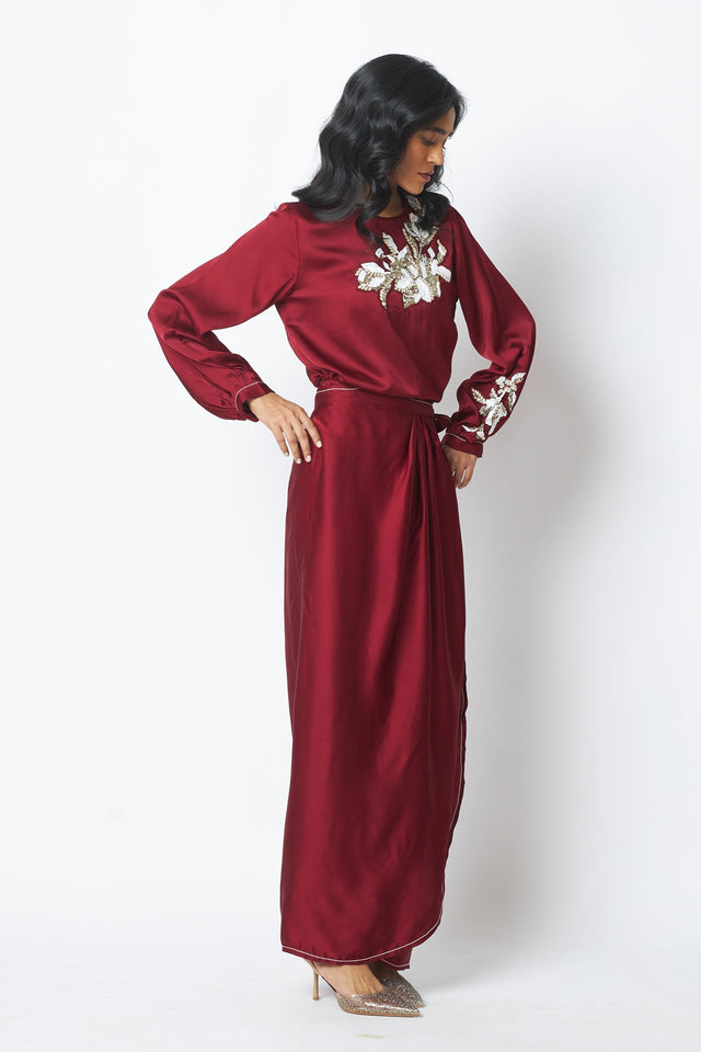 Cathy - One Piece Blouson Drape Skirt - Dress - Mizyana
