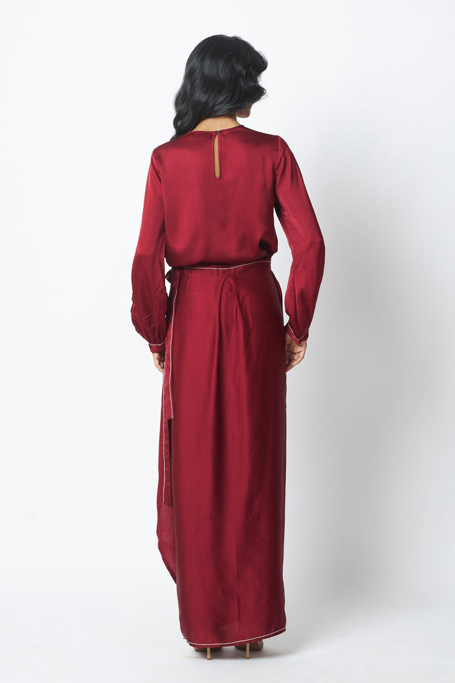 Cathy - One Piece Blouson Drape Skirt - Dress - Mizyana