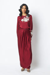 Cathy - One Piece Blouson Drape Skirt - Dress - Mizyana