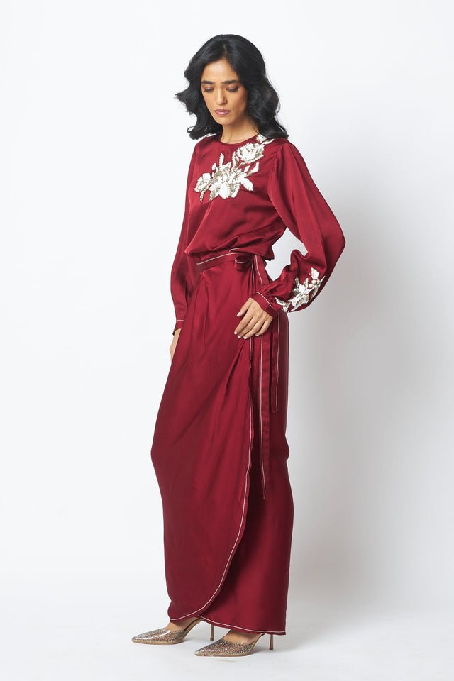 Cathy - One Piece Blouson Drape Skirt - Dress - Mizyana