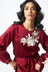 Cathy - One Piece Blouson Drape Skirt - Dress - Mizyana