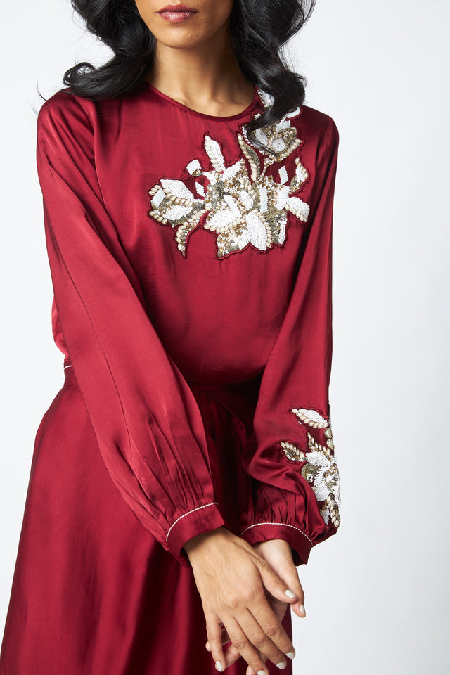 Cathy - One Piece Blouson Drape Skirt - Dress - Mizyana