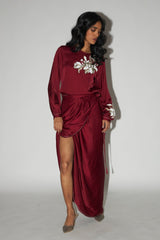 Cathy - One Piece Blouson Drape Skirt - Dress - Mizyana
