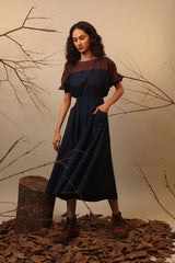 CB Blue & Brown Sphara Dress - Dress - Mizyana