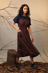 CB Brown & Blue Sphara Dress - Dress - Mizyana
