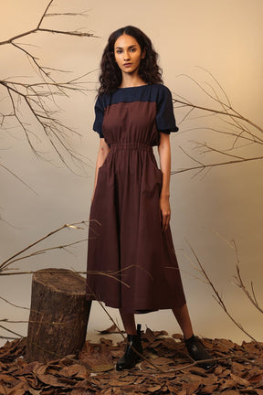 CB Brown & Blue Sphara Dress - Dress - Mizyana