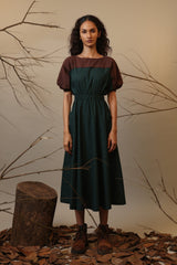 CB Green & Brown Sphara Dress - Dress - Mizyana