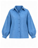 Cerulean Handwoven Khadi Cotton Oversized Shirt - Shirt - Mizyana