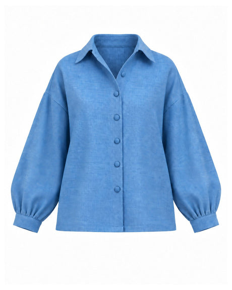 Cerulean Handwoven Khadi Cotton Oversized Shirt - Shirt - Mizyana