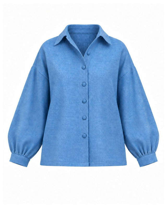 Cerulean Handwoven Khadi Cotton Oversized Shirt - Shirt - Mizyana