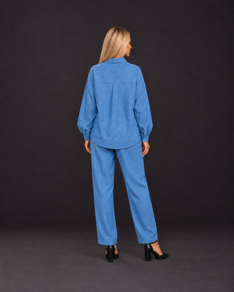 Cerulean Handwoven Khadi Cotton Oversized Shirt - Shirt - Mizyana