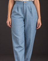 Cerulean Khadi Cotton Carrot-Fit Trousers - Trousers - Mizyana