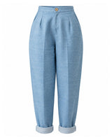 Cerulean Khadi Cotton Carrot-Fit Trousers - Trousers - Mizyana