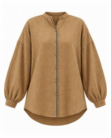 Cha Tan Self-Checked Handwoven Cotton Oversized Shirt - Shirt - Mizyana