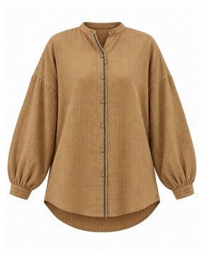 Cha Tan Self-Checked Handwoven Cotton Oversized Shirt - Shirt - Mizyana
