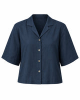 Charcoal Camp Collar Handwoven Silk Shirt - Shirt - Mizyana