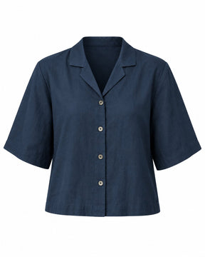 Charcoal Camp Collar Handwoven Silk Shirt - Shirt - Mizyana