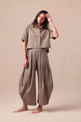 Charcoal Striped Barrel Pants - Trousers - Mizyana